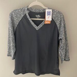 UV Skinz Rash Guard UPF 50 Sunwear Swim Shirt Women’s XL Charcoal Kaleidoscope